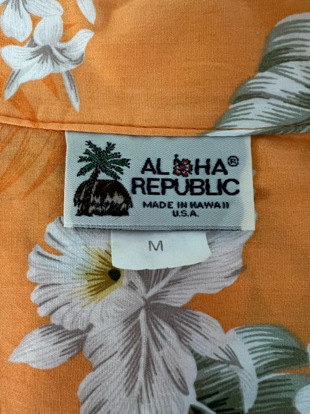 Aloha Republic Hawaiian Shirt Womens M Orange Floral Made in Hawaii Cotton Beach - Picture 6 of 7